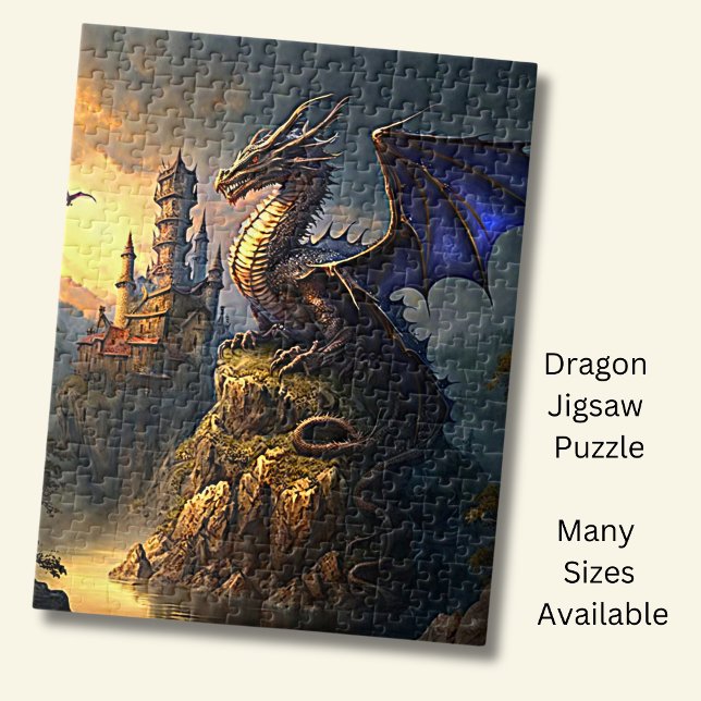 Gold Blue Dragon At Sunset Jigsaw Puzzle (Creator Uploaded)