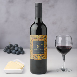 Gold Blue Egyptian Themed Birthday Vintage Elegant Wine Label
