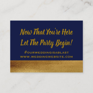 Gold Blue Elegant Wedding Party Thank You Hashtag Business Card