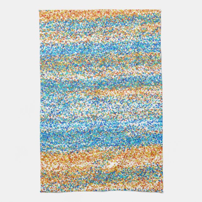 Gold Blue Glitter Abstract Tea Towel (Vertical)