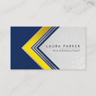 Gold Blue Glitter Geometrical Modern Business Card