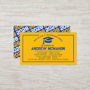 Gold & Blue Graduation Mini Graduation Invites