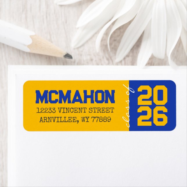 Gold & Blue Graduation Return Address Labels (Insitu)