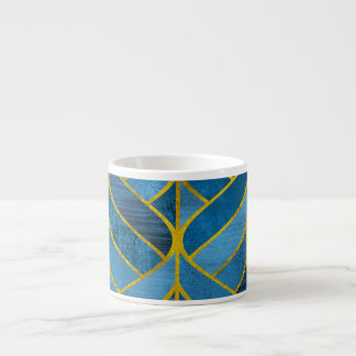 Gold Blue Grunge Pattern Espresso Cup