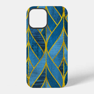 Gold Blue Grunge Pattern iPhone 12 Case
