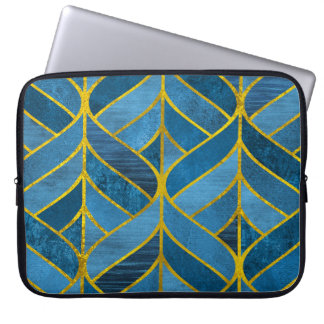 Gold Blue Grunge Pattern Laptop Sleeve
