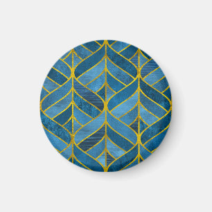 Gold Blue Grunge Pattern Magnet
