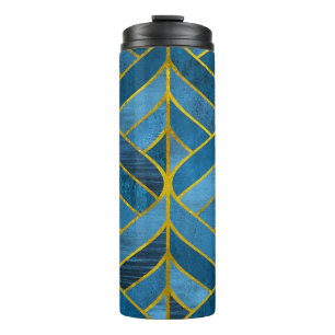 Gold Blue Grunge Pattern Thermal Tumbler