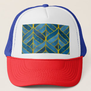 Gold Blue Grunge Pattern Trucker Hat