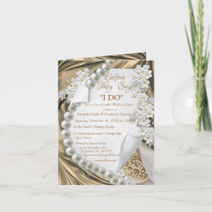 Gold,Blue, Ivory, Green Silk & Pearls Invitation