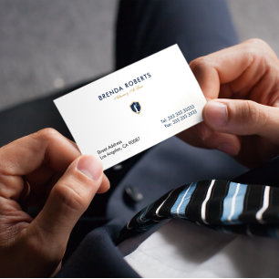 Gold  Blue Lady Justice Badge Attorney at Law Business Card