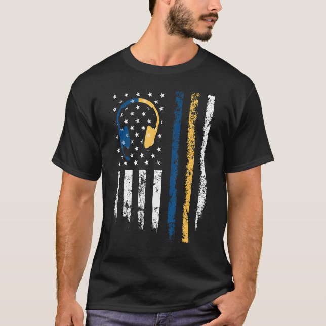 Gold Blue Line 911 Police Dispatcher First Respond T-Shirt (Front)