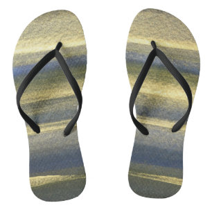 Gold Blue Lines Custom Adult, Slim Straps Jandals