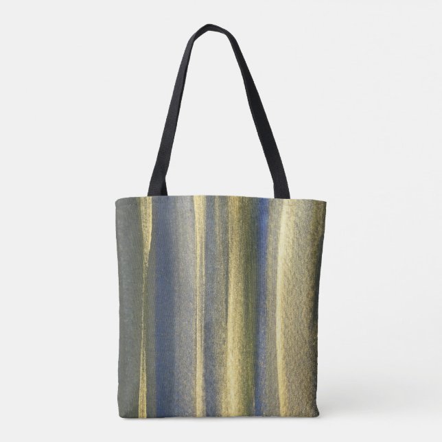 Gold Blue Lines Custom All-Over-Print Tote Bag (Back)