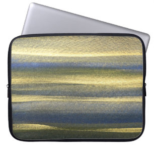 Gold Blue Lines Neoprene Laptop Sleeve 15"