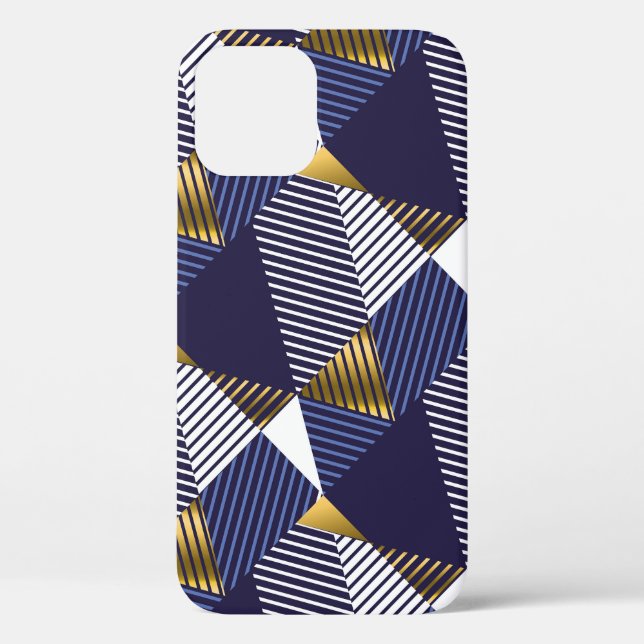 Gold Blue Luxury: Geometric Seamless Pattern Case-Mate iPhone Case (Back)