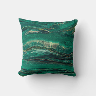 Gold Blue Marbling: Fluid Art Cushion