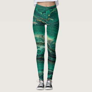 Gold Blue Marbling: Fluid Art Leggings