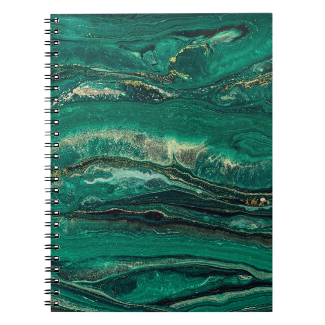 Gold Blue Marbling: Fluid Art Notebook (Front)