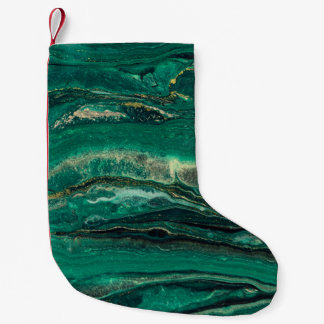 Gold Blue Marbling: Fluid Art Small Christmas Stocking