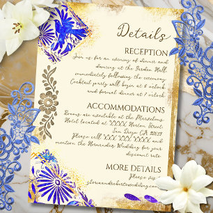 Gold Blue Mexican Baroque Hummingbird Wedding Encl Enclosure Card