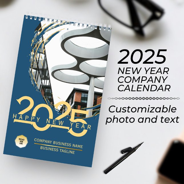 Gold & Blue New Year Customise Business Calendar  (Creator Uploaded)