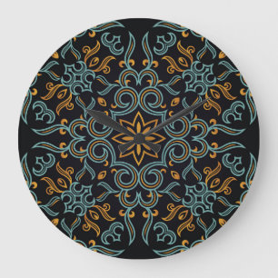 Gold & Blue: Ornamental Vintage Large Clock