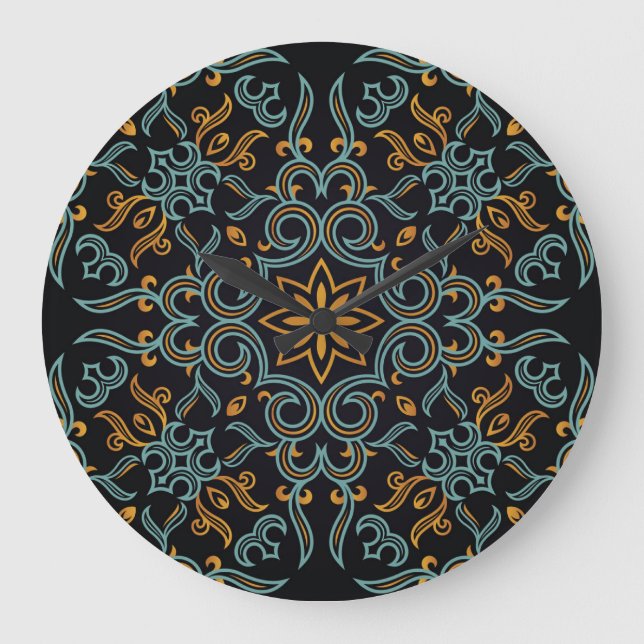 Gold & Blue: Ornamental Vintage Large Clock (Front)