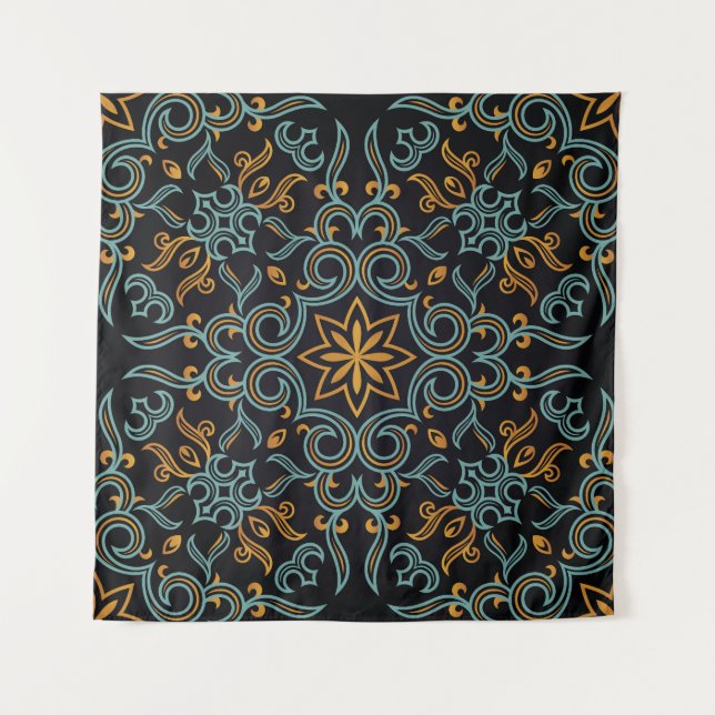 Gold & Blue: Ornamental Vintage Tapestry (Front)