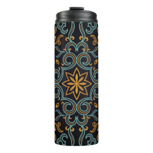 Gold & Blue: Ornamental Vintage Thermal Tumbler