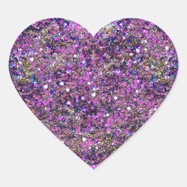 Gold Blue Pink Glitter Blank Template Modern Chic Heart Sticker (Front)