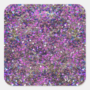 Gold Blue Pink Glitter Glamourous Blank Template Square Sticker