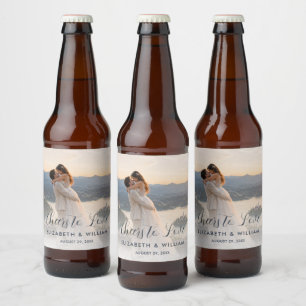 Gold & Blue Polka Dot Personalised wedding Beer Bottle Label