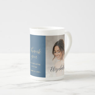 Gold & Blue Polka Dot Personalised wedding Bone China Mug