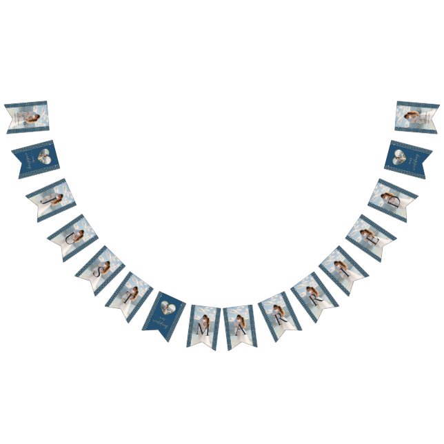 Gold & Blue Polka Dot Personalised wedding Bunting (All)