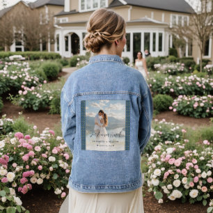 Gold & Blue Polka Dot Personalised wedding Denim Jacket