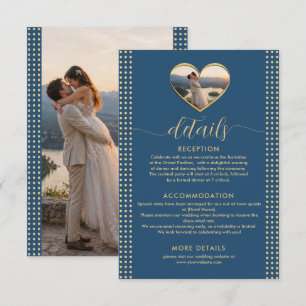 Gold & Blue Polka Dot Personalised wedding Enclosure Card