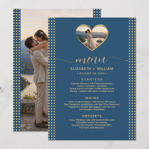 Gold & Blue Polka Dot Personalised wedding Menu