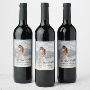 Gold & Blue Polka Dot Personalised wedding Wine Label