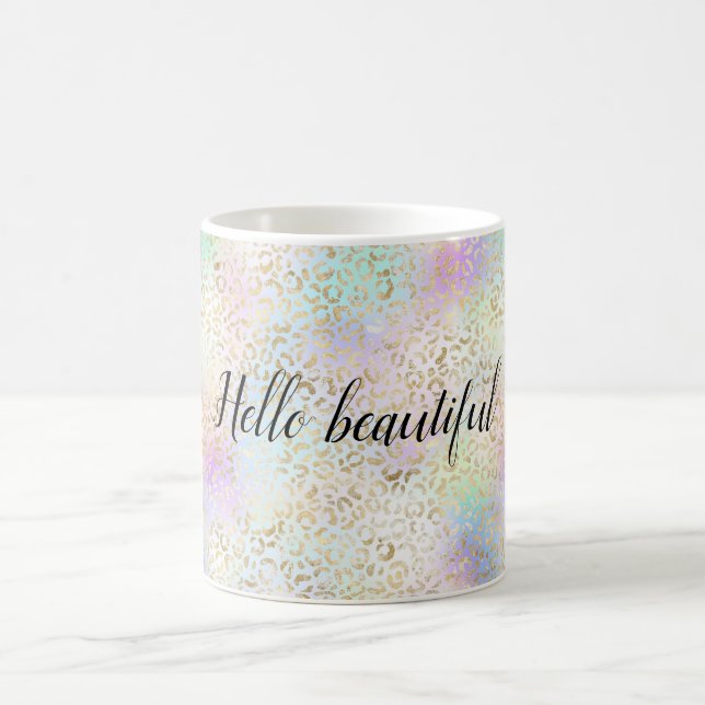 Gold Blue Purple Mint Tie dye Leopard        Coffee Mug (Center)