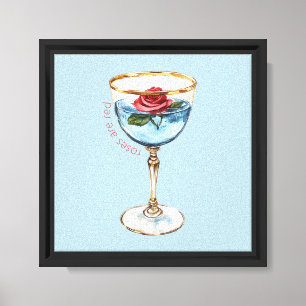 Gold Blue Red Rose Flower Glass Drink Canvas Print