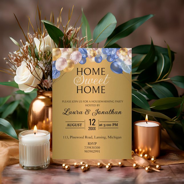 Gold Blue Silver Glitter Housewarming Party  Invitation (Creator Uploaded)