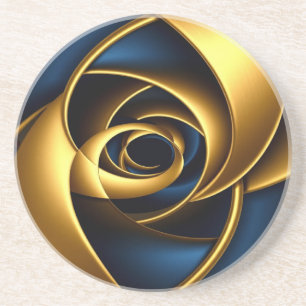 gold blue spiral abstract vortex pattern luxury ge coaster