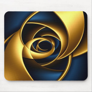gold blue spiral abstract vortex pattern luxury ge mouse pad