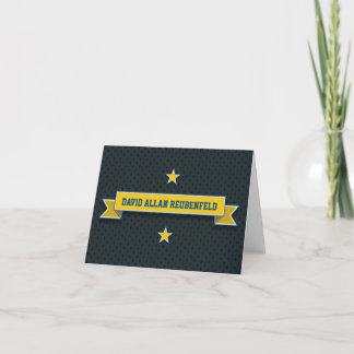 Gold Blue Sport Tackle Twill Bar Mitzvah Thank You Card