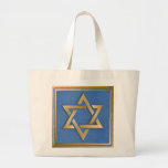 Gold Blue Star of David Art Panel Large Tote Bag<br><div class="desc">You are viewing The Lee Hiller Photography Art and Designs Collection of Home and Office Decor,  Apparel,  Gifts and Collectibles. The Designs include Lee Hiller Photography and Mixed Media Digital Art Collection. You can view her Nature photography at http://HikeOurPlanet.com/ and follow her hiking blog within Hot Springs National Park.</div>
