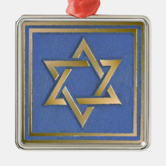 Gold Blue Star of David Art Panel Metal Tree Decoration