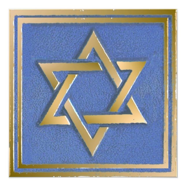 Gold Blue Star of David Art Panel Photo Print (Front)