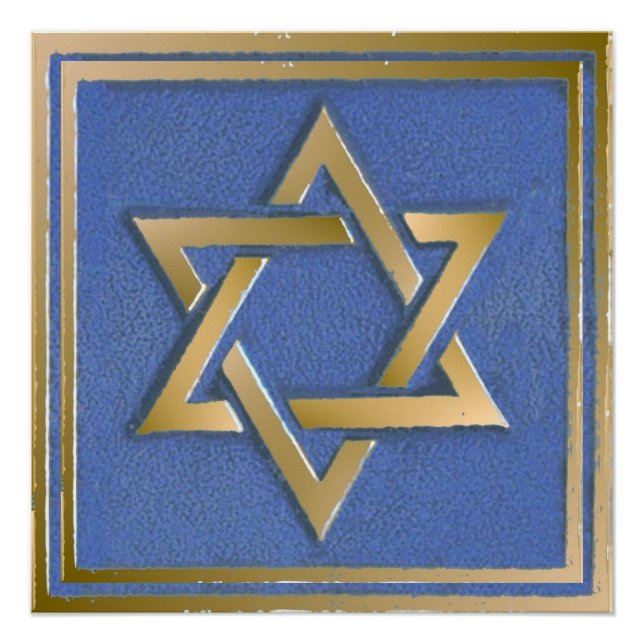 Gold Blue Star of David Art Panel Poster (Front)