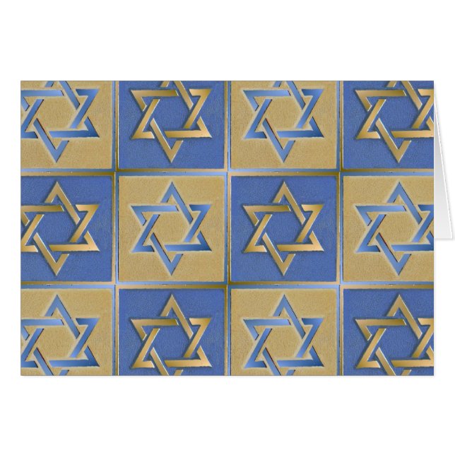 Gold Blue Star of David Art Panels (Front Horizontal)